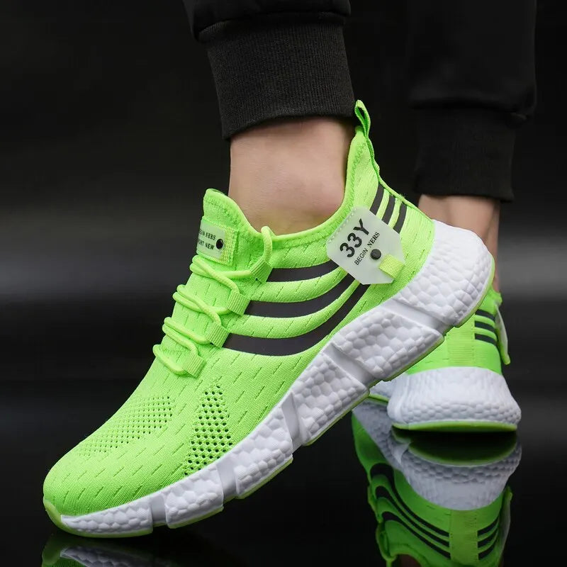 Black Mesh Sport Sneakers for Men's